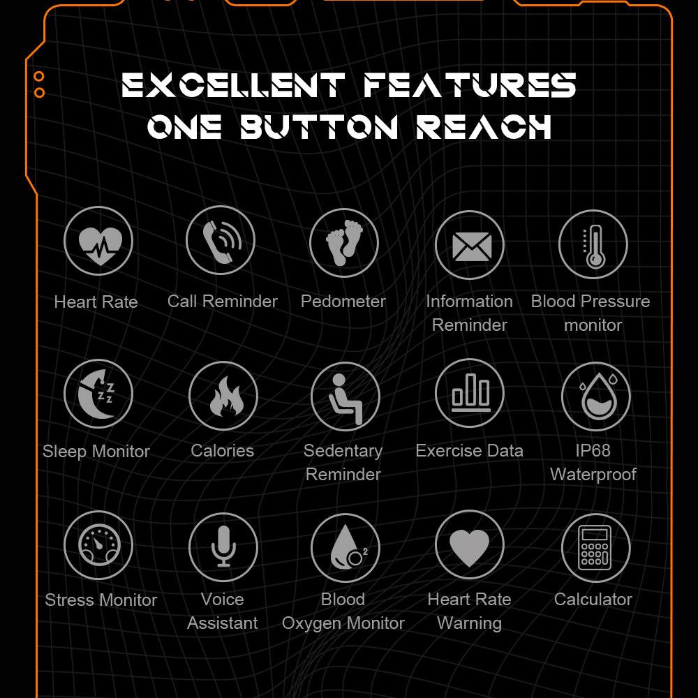 C20 PRO Smartwatch Mannen Bluetooth Bellen Buitensporten 1,83 inch Groot Scherm Spraakassistent Fitness C20Pro Smartwatch