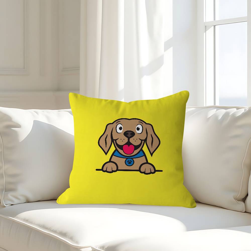 Cartoon Dog Pillow Case Removable Washable Cushion Cover – All-Season Soft Linen