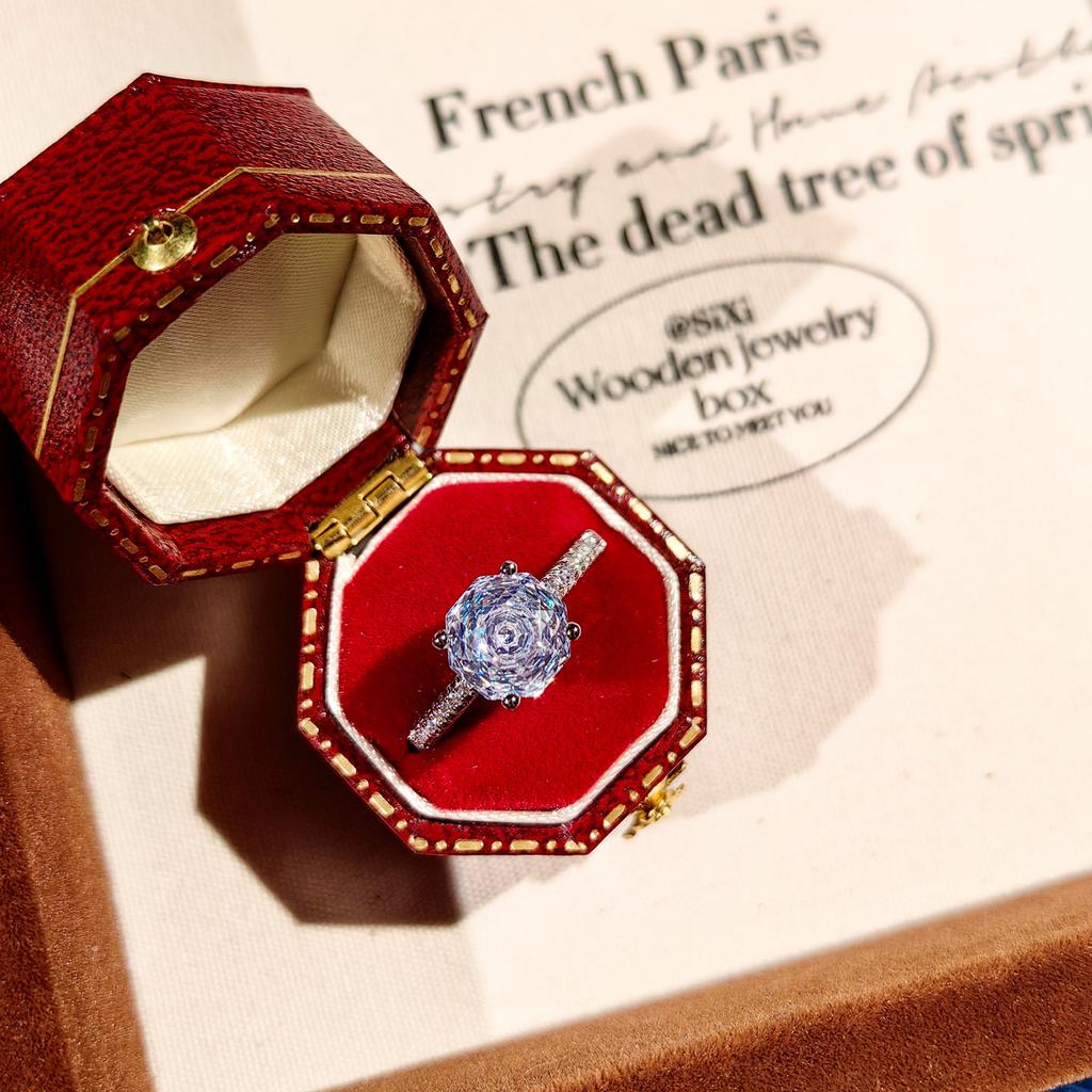 Octagonal Millennium Rose Cut Paraiba Necklace Pendant With High Carbon Diamond Colorful Diamond Stud Earrings Yellow Diamond Ring Women