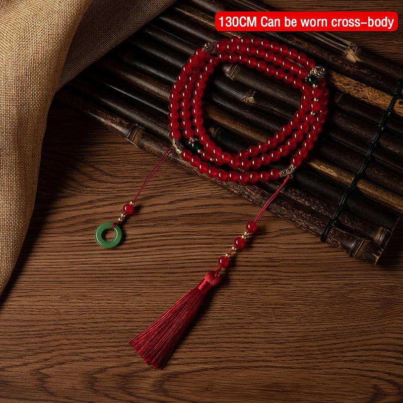 

Длинное зеленое ожерелье из бисера в китайском стиле, буддийское зеленое ожерелье для медитации Будды, длинные чокеры с кисточками, ювелирные подарки