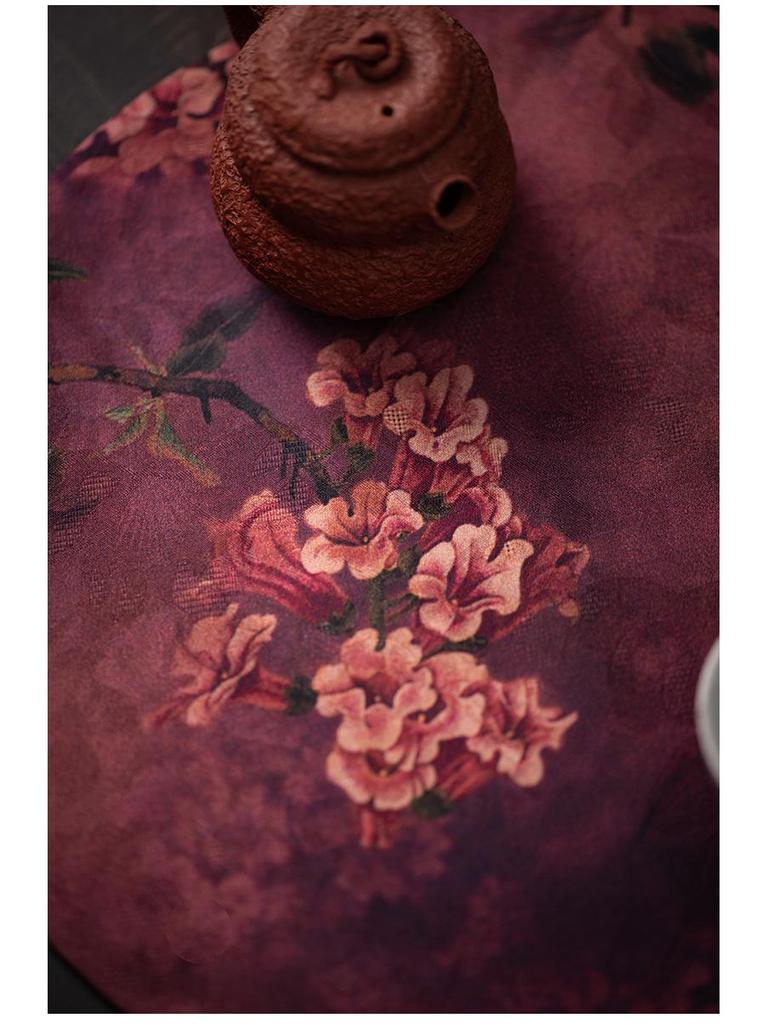 Double-sided Xiangyun Yarn Zen Tea Tablecloth - Retro Style for Coffee Tables