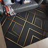 Modern Geometric Golden Edge Carpets for Living Room Light Luxury Rugs for Bedroom Soft Flannel Lounge Sofa Floor Mats Washable
