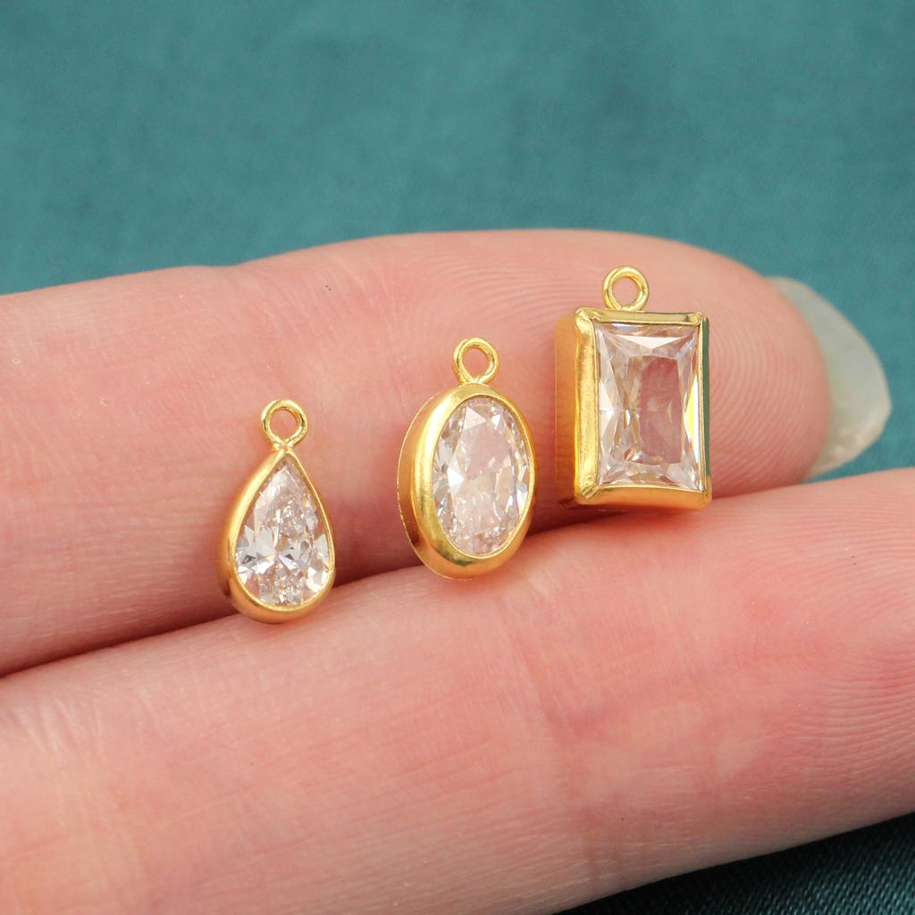 2026 New Arrival Fine AAA Grade Zircon Stone Drop Charms for Permanent Bracelet Necklace Making Gold Filled Jewelry Findings