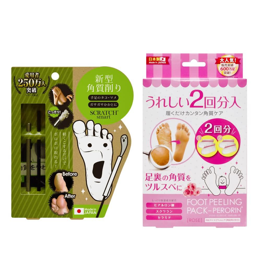 PERORIN Foot Peeling Pack Rose x 1 Scratch Smart x 1 Set (2 uses) &