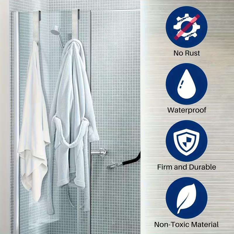 2 Pezzi Acciaio Inossidabile Sopra Porta Doccia Porta Doccia Posteriore Porta Asciugamani Doccia Forma a S Ganci Porta Accappatoio Bagno