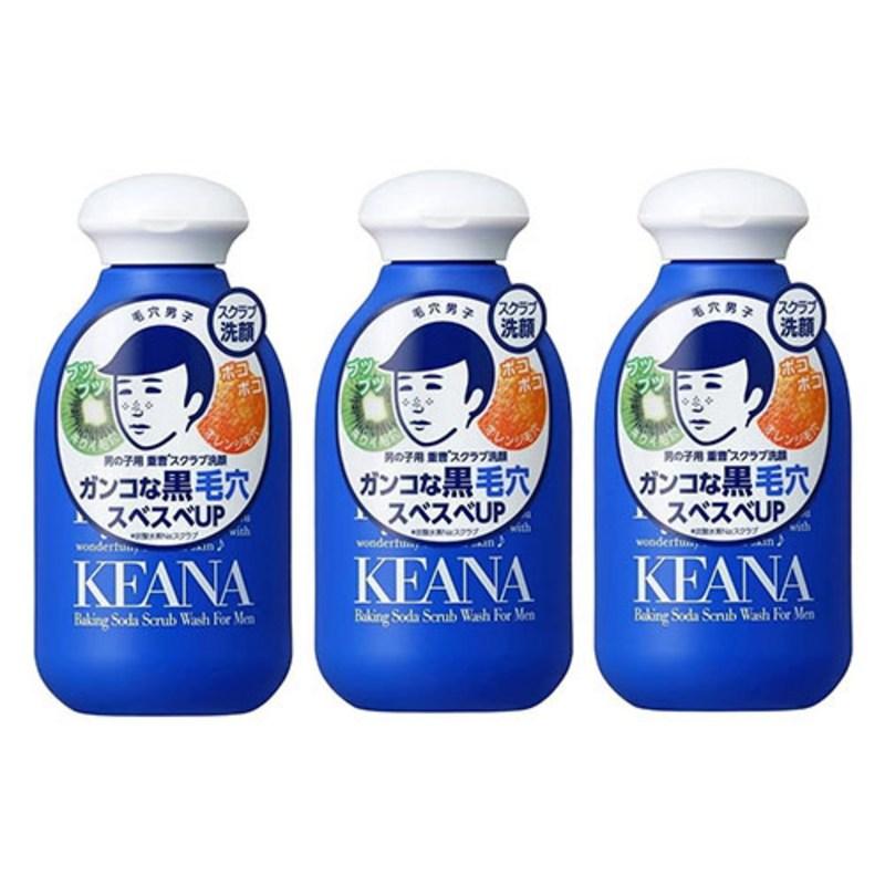 KEANA Mogonadeshiko Men's Baking Soda Scrub Powder Facial Cleanser, 100g, 3 pcs