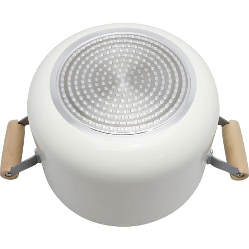 Wahei freiz Two-handed pot 22cm with glass lid White Wooden handle Compatible with IH and gas Nordies NR-7976