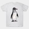 Men Black Print T-shirt Galapagos Penguin No-Cut Transfer Paper Print Cotton Tshirt