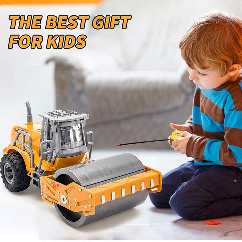4X4 Electric Remote Control Cars Toys For Kids Rc Truck Model Excavator Bulldozer Road Roller With Led Lights Birthday Gifts