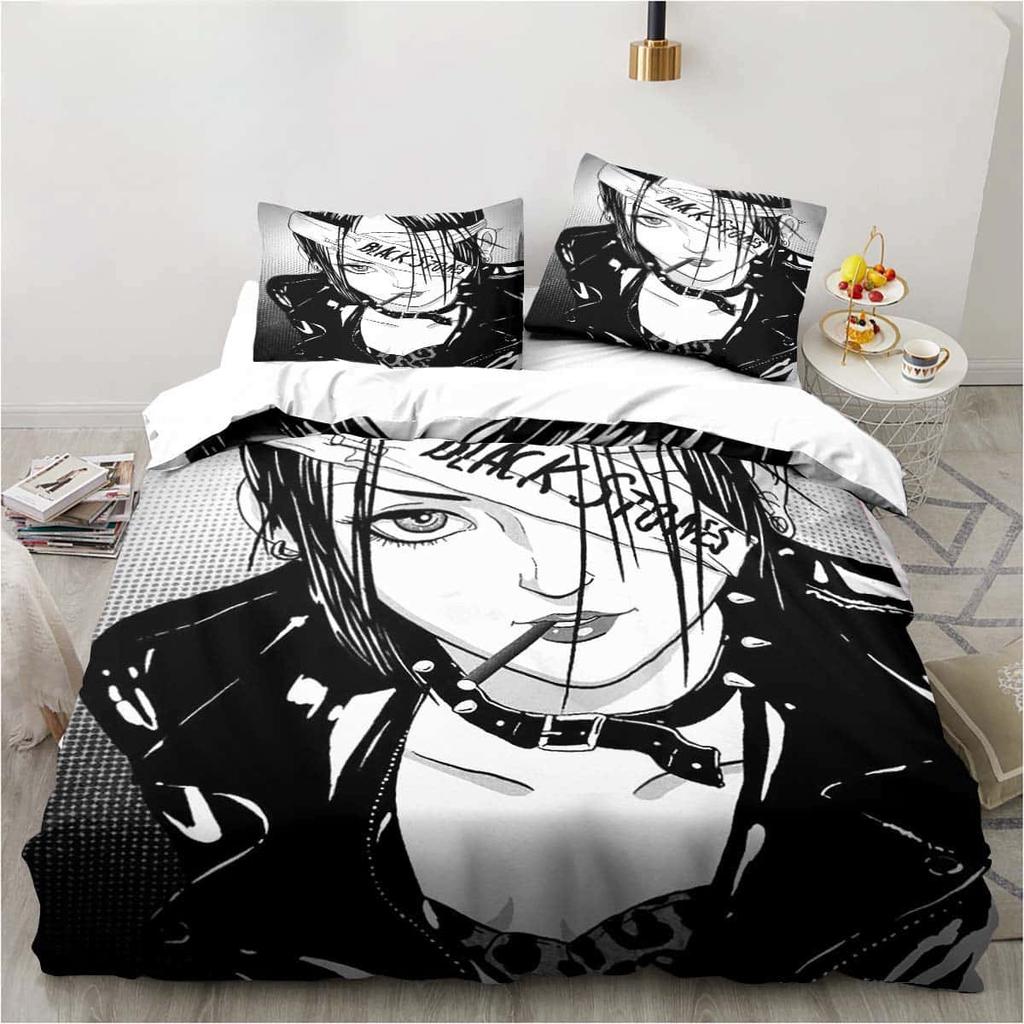 3D Print Cartoons Black Stone NANA Manga Bedding Set Single Twin Full Queen King Size Bed Set Adult Kid Bedroom Duvet Cover Sets