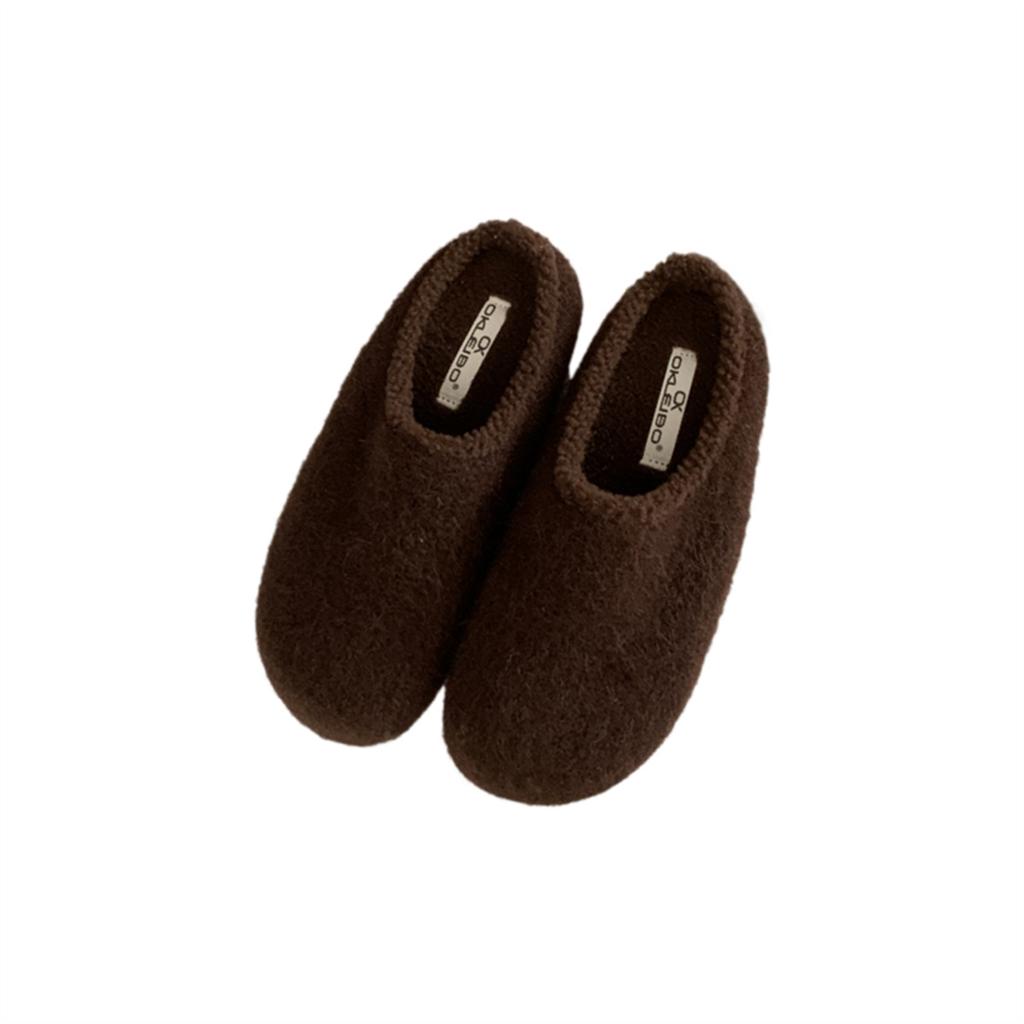 Niche Retro Velvet Birkenstocks, Fluffy Shoes for Women's 2025 Autumn and Winter New Outer Wear Cotton Mop Fluffy Slippers