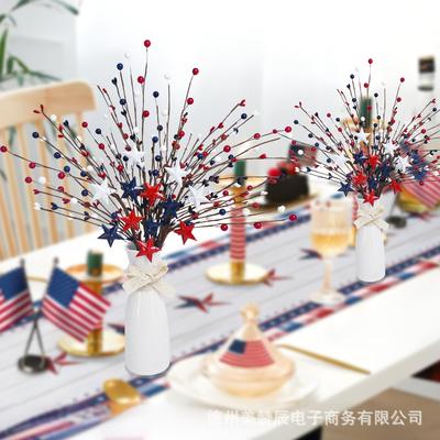 American Independence Day Ornament American National Day Party Ornament Red White Blue Simulation Insertion Five Star Berry