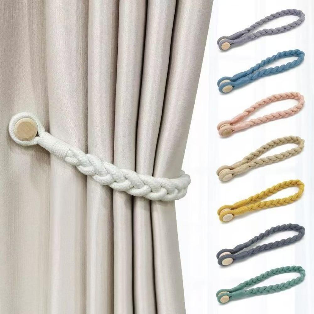 1 Pair Boho Style Braid Curtain Straps Fashion Curtain Buckle Magnetic Curtain Tieback Decoration