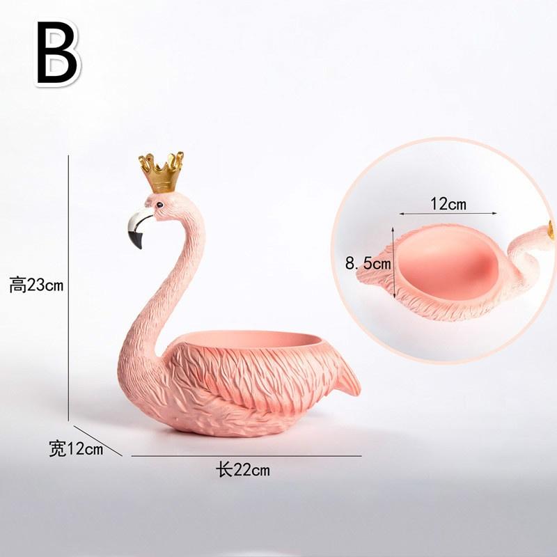 1Pcs Kreative Harz Handwerk Veranda Hause Lagerung Ornamente Flamingo Dekoration Lagerung Box