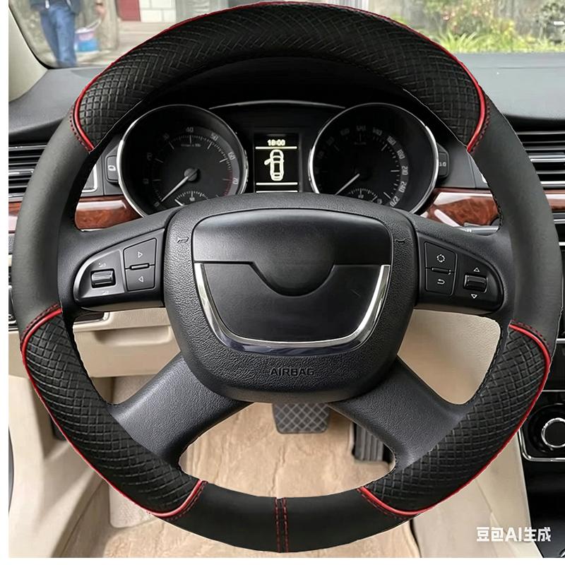 DIY Steering Wheel Cover Faux Leather Breathable For Skoda Octavia a5 Superb 2012 2013 Braiding Cover For Skoda Steering Wheel