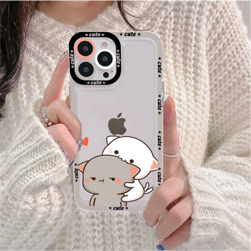 Fun Cartoon Peach Mochi Cat Phone Case for iPhone 11 12 13 Mini Pro Max 14 Pro Max Case Shell