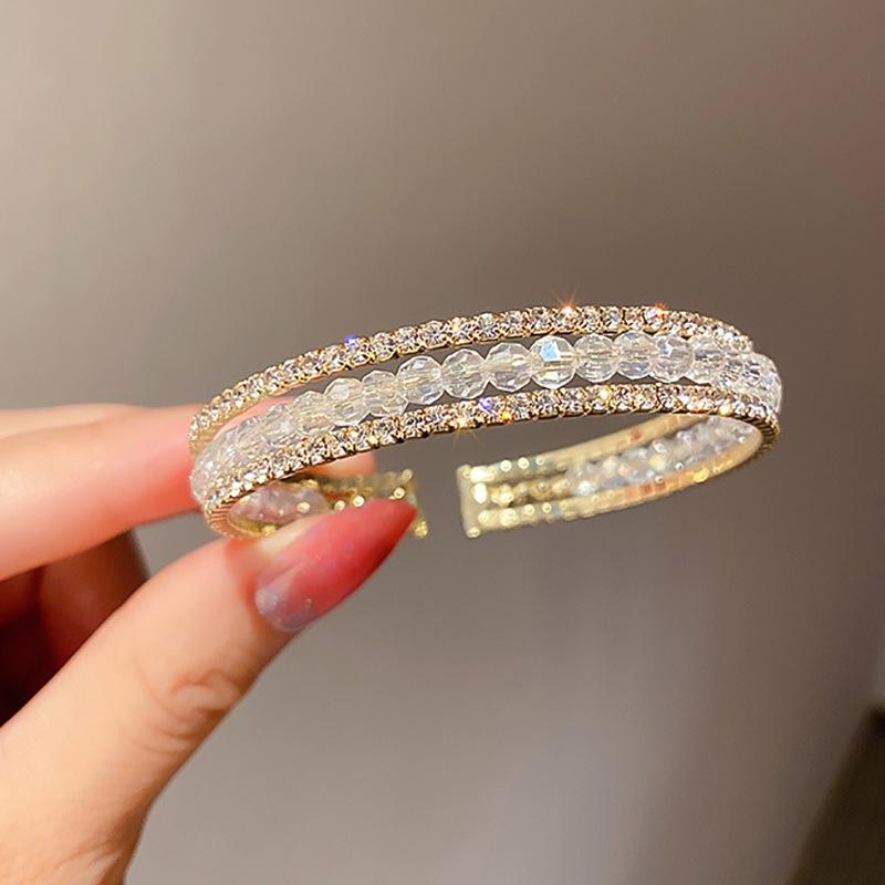 Emerald Diamond Open Bracelet, Niche Design, Korean Style Fashion Jewelry