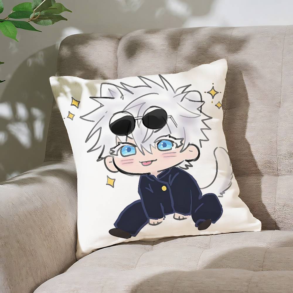 Anime J-Jujutsu K-Kaisen Pillow Case Cushion Cover Soft Cute Throw Pillow Case For Car Sofa Pillowcase Polyester With Zipper