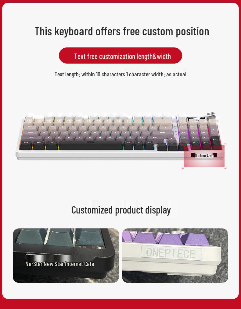 98-Key Wireless Bluetooth Three-Mode Mechanical Keyboard - Gaming, Esports, Office, PBT Transparent DIY Customization