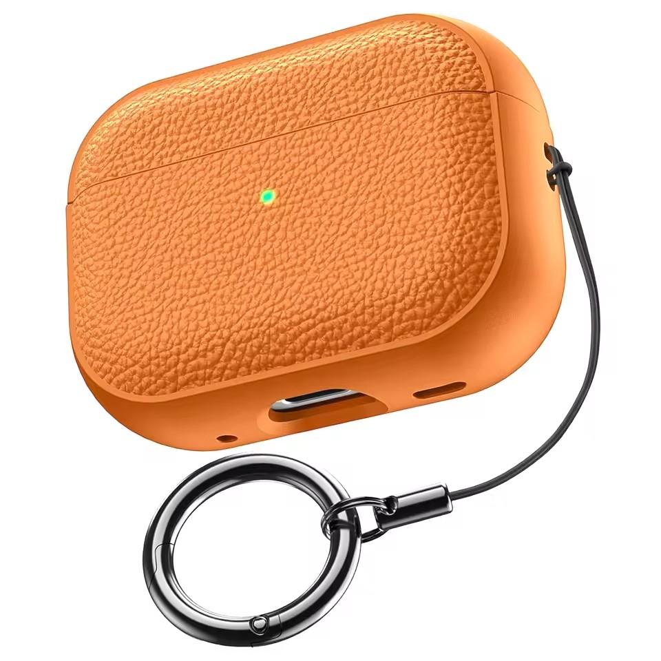 Kopfhörerhülle für AirPods Pro3 Lederstruktur TPU Stoßfest Schutzhülle mit Schlüsselanhänger für Apple Airpods Pro 3. Generation