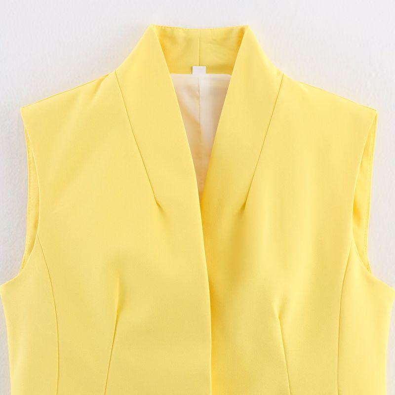 Kaslead New Women Clothes Western Style Fashion Sleeveless V-neck Vest Top Casual Trousers Set