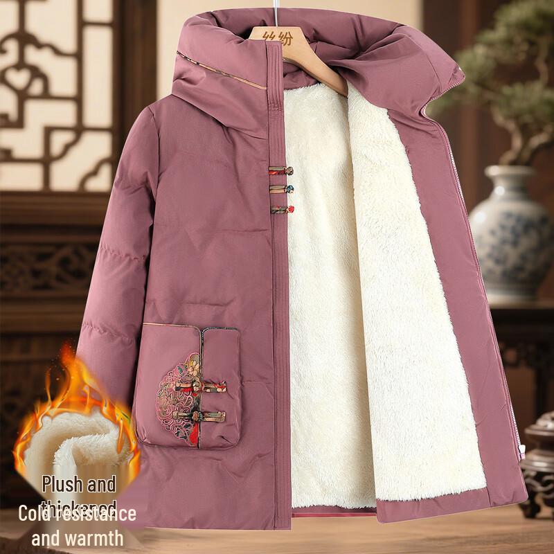 SIFONE New Chinese Style Embroidered Hooded Padded Coat 4XL