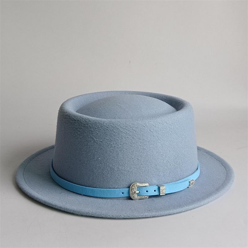 Vintage Pork Pie Hat For Men Wide Brim Felt Black Fedora Church Jazz Ribbon Trilby Panama Gangsters Caps Gentleman'S Style