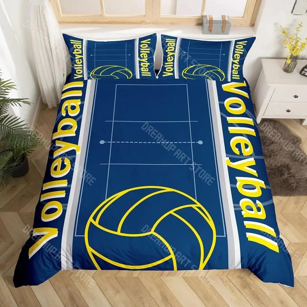 Volleyball Sport Bedding Set Sports Theme Duvet Cover King Queen Watercolor Volleyball Comforter Cover Ball Game Quilt Cover