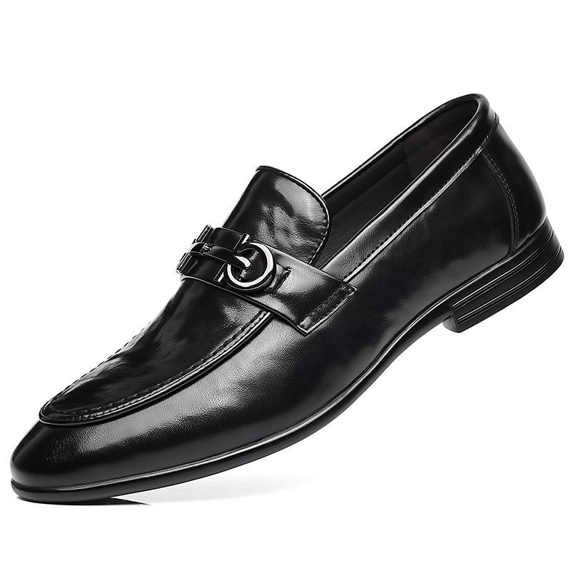 Новая  обувь мужская повседневная кожаная обувь удобная универсальная дышащая обувь мужская кожаная обувь 38 чёрный