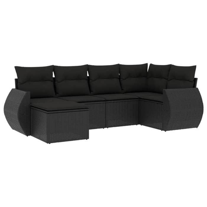 VidaXL Garden Lounge Set with Cushions 6 Pcs, Patio Sofas, Patio Furniture Set, Outdoor Furniture, Black 3253992