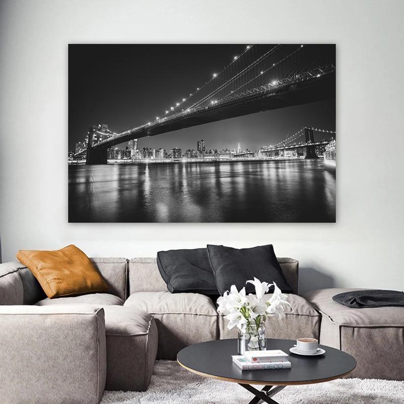 New York City Manhattan Posters Night Views Decorative Painting Wall Art Pictures Living Room Building Canvas Prints Home Decor