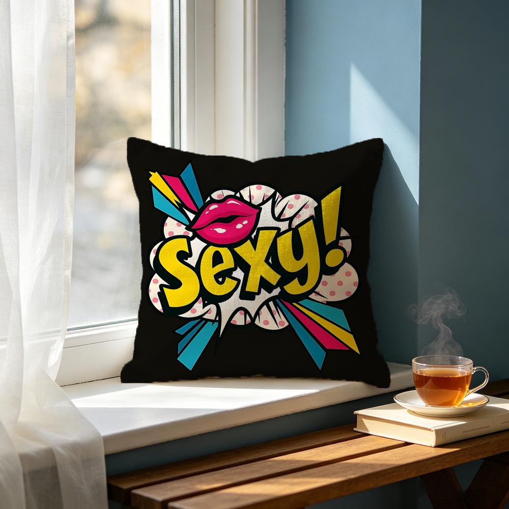 Art PPop Art Text Cushion Cover Cushion Cover Set Pcs X X X Pillowcase Decorative Sofa Home Decor