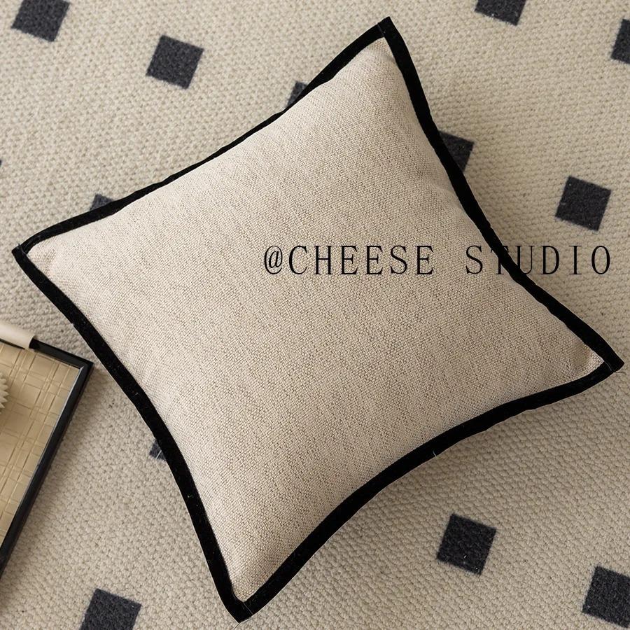 45×45 French Medieval Style Pillowcase Black Border Retro Green Cushion Cover American Style Living Room Sofa Decor Pillow Cover