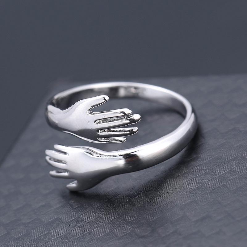 Creative Double-Hand Metal Finger Ring - Niche Couple's Elegant Jewelry