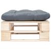 Garden Pallet Footstool with Grey Cushion Natural Wood
