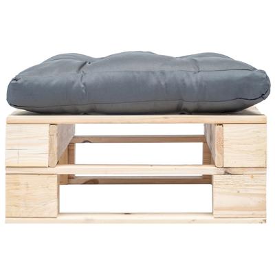 Garden Pallet Footstool with Grey Cushion Natural Wood