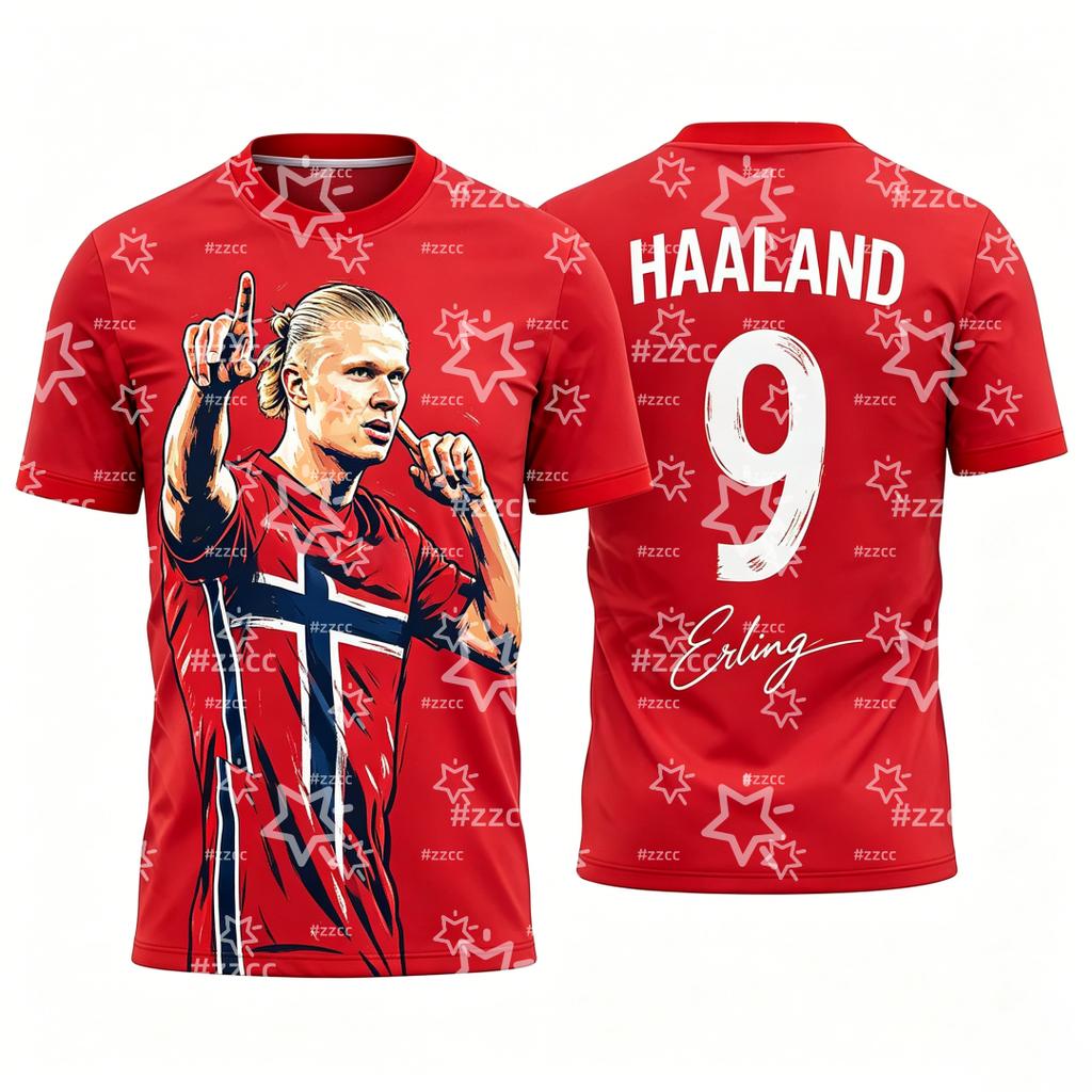 Erling Haaland Fan Commemorative Football Jersey Summer Sports T-Shirt Kid's Clothing Tee Woman Cycling Jersey