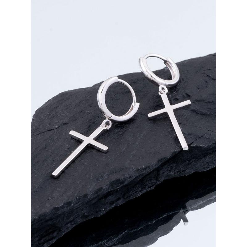 Hip Hop Punk Cross Stud Earrings Personality Trendy Jewelry For Men And Women