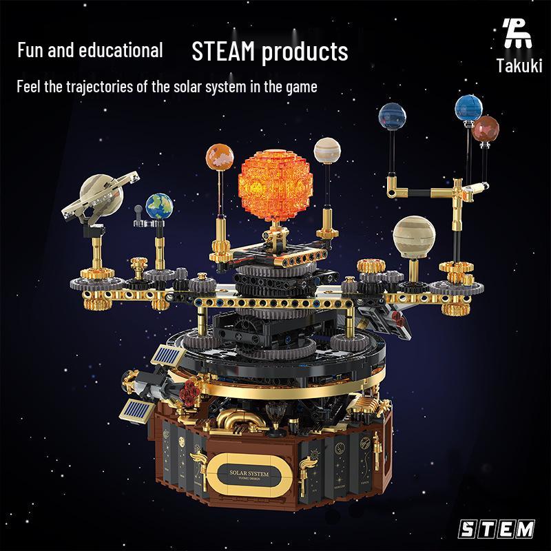 Solar System Model Building Blocks: 8 Planets Globe & Telescope Educational Toy for Science Enthusiasts
