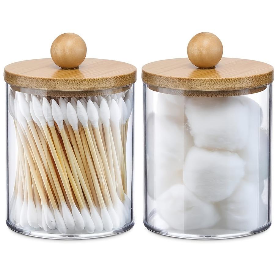 Kunststoff Badezimmer-Aufbewahrungsgläser mit Deckeln, Geeignet für die Badezimmerorganisation, Transparente Kunststoffbehälter zur Aufbewahrung von Wattestäbchen, Make-up-Pads