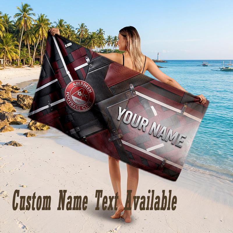 Aberdeen FC Design Beach Towel Custom Text Large Towel for Beach Vacation