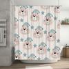 Cute Bear Pattern Shower Curtain For Home Decoration Waterproof Bath Accessories White Blue Stripes Design