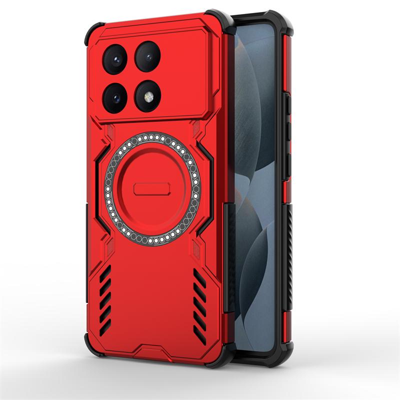 

Чехол Armor для Xiaomi Poco X6 Pro Магнитный адсорбционный чехол для беспроводной зарядки Poco X6 F6 F7 Pro F7 Ultra Чехол для Poco X6 Pro Чехол Poco x7 pro красный