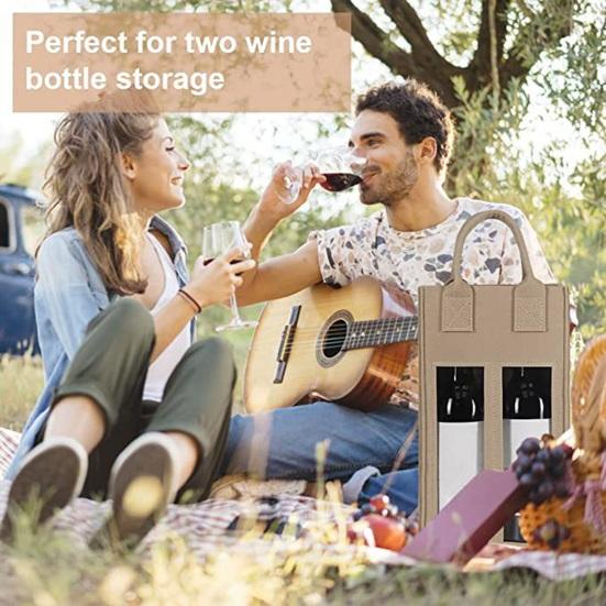 Doppel-Weintragetasche mit tragbarem Griff Stoßfest Schwerlastfilz Wiederverwendbar