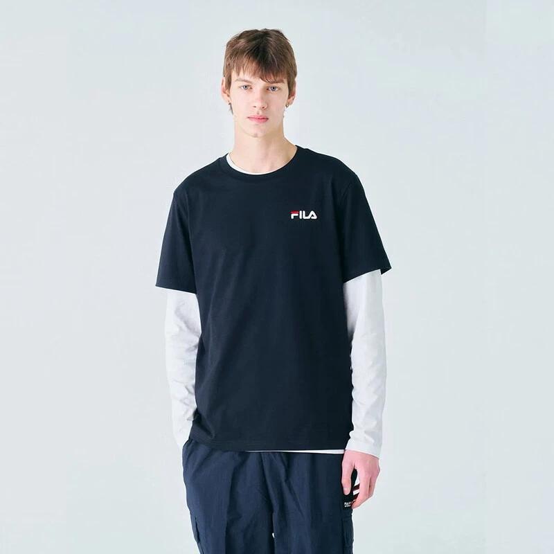 Men's FILA T-Shirts Unisex Black Crew Neck Moderate