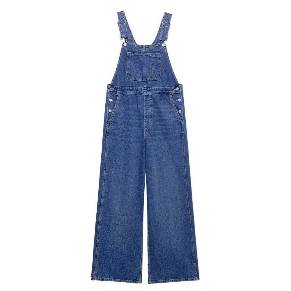 

2025 Spring Women s Casual Loose-Fit Denim Wide-Leg Overalls Small