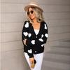 New Autumn and Winter Women's Love Long-sleeved Knitted Cardigan Valentine's Day Versatile Thin Top