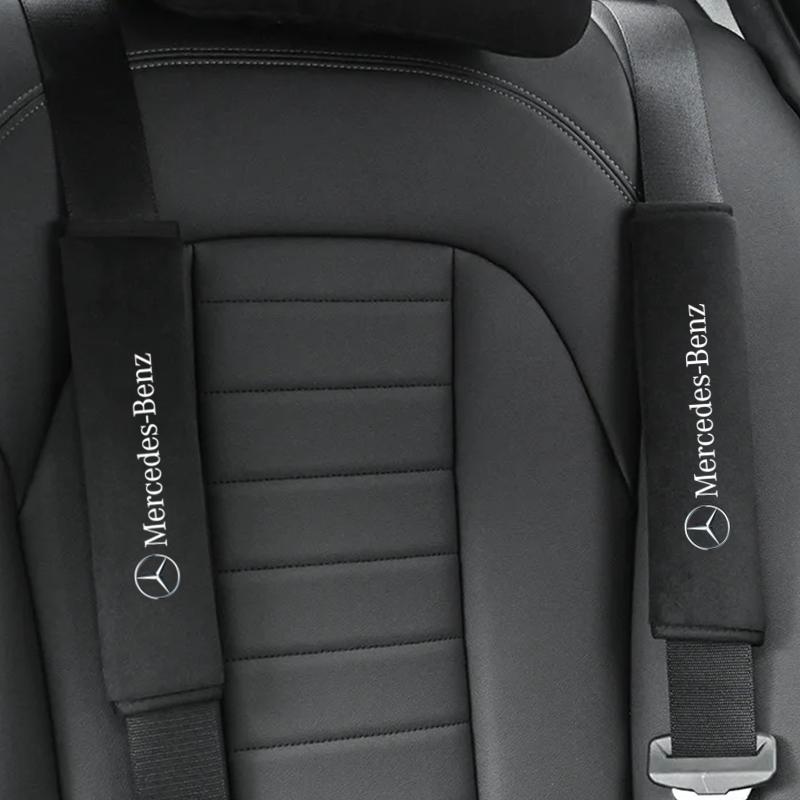 CQN1 Car Seat Belt Leather Shoulder Protector Safety Belt 2pcs For Mercedes Benz S320 W164 W203 W204 W168 C180 E320 A200 CLA CLK CLS