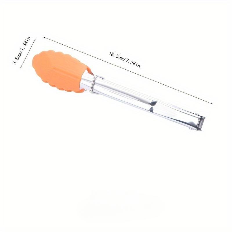 1pc Stainless Steel Kitchen Tongs, Multicolor Cake Sandwich Bread Food Tongs, Steak Salad Fruit Clips, Tools For Milk Tea Coffee