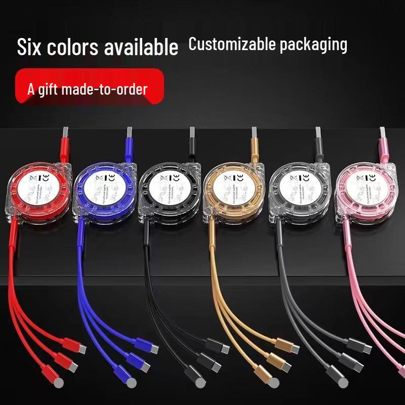 Retractable Metal 3-in-1 Charging Cable for Android & Type-C with Customizable Logo